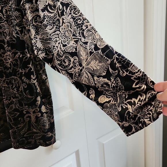 Briggs New York Women's Black Velvet Jacket Built-in Top Size 2X Paisley Shine - Picture 3 of 11